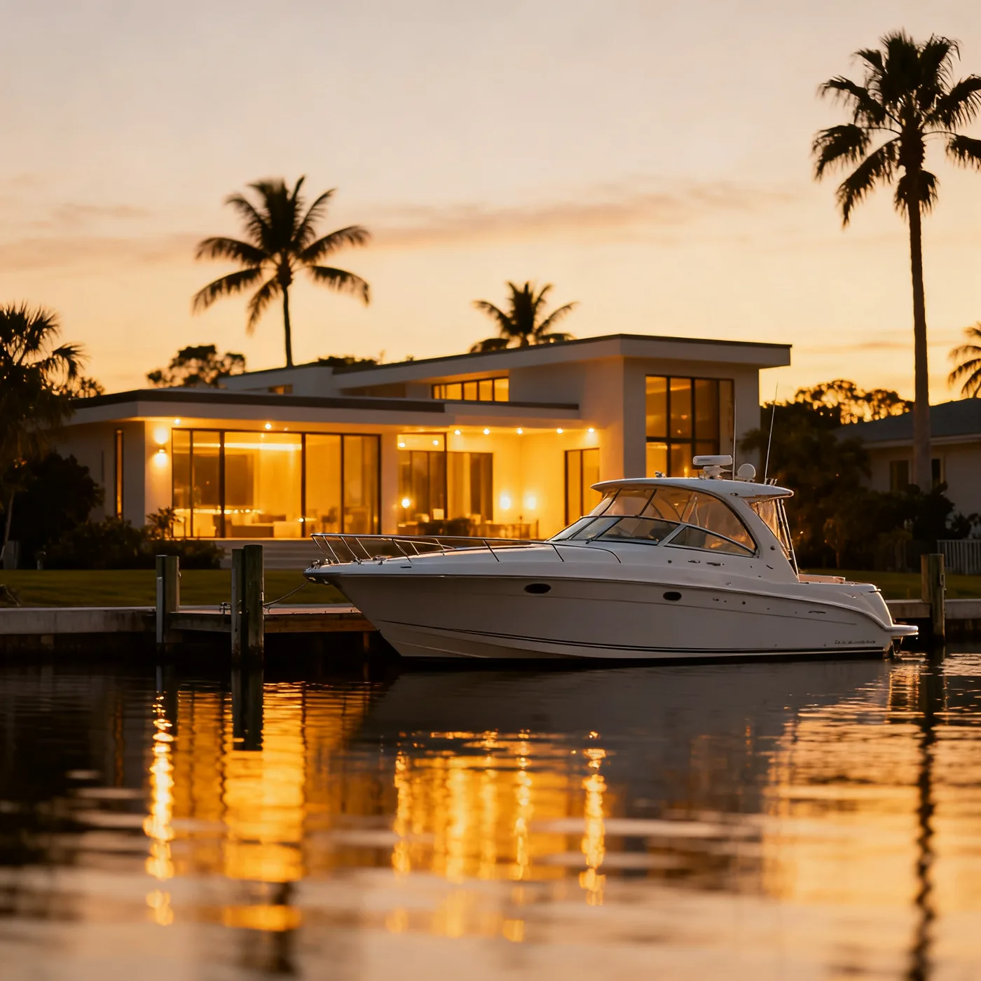 Private dock at golden hour, Davis Islands