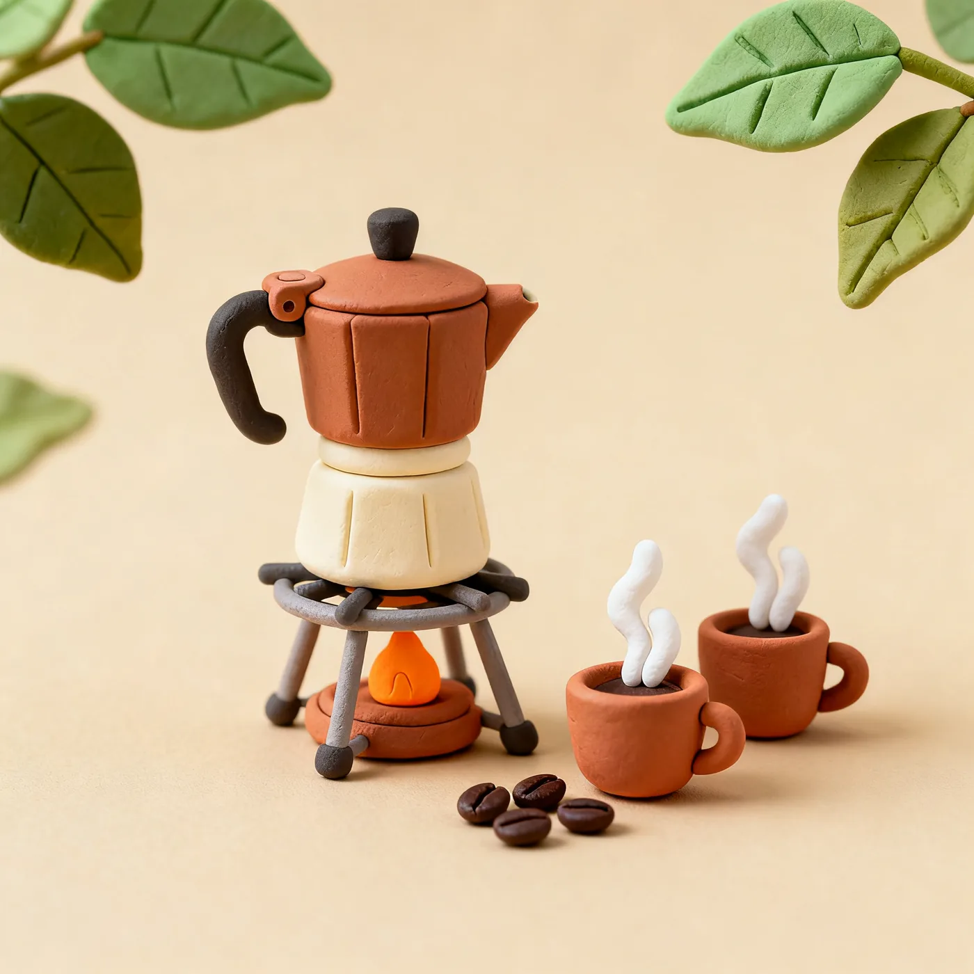 Moka de fogón de plastilina