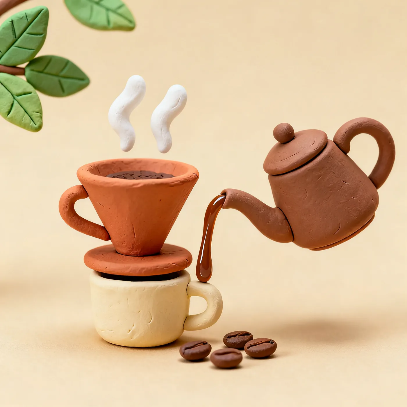 V60 de plastilina sirviendo café